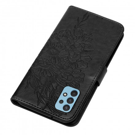 Housse Samsung Galaxy A32 4G Papillon Design avec Lanière Housse Samsung Galaxy A32 4G Papillon Design avec Lanière
