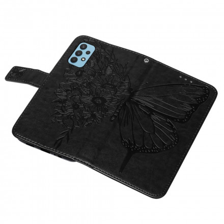 Housse Samsung Galaxy A32 4G Papillon Design avec Lanière Housse Samsung Galaxy A32 4G Papillon Design avec Lanière