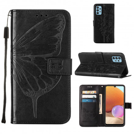 Housse Samsung Galaxy A32 4G Papillon Design avec Lanière Housse Samsung Galaxy A32 4G Papillon Design avec Lanière