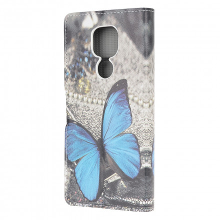 Housse Moto G9 Play Papillon Bleu