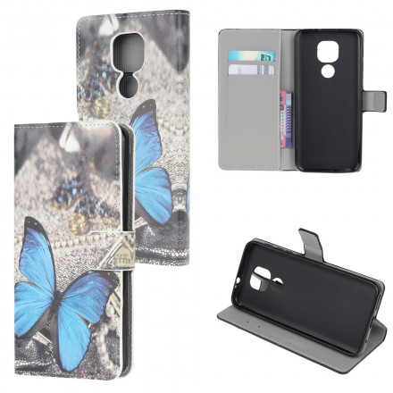 Housse Moto G9 Play Papillon Bleu