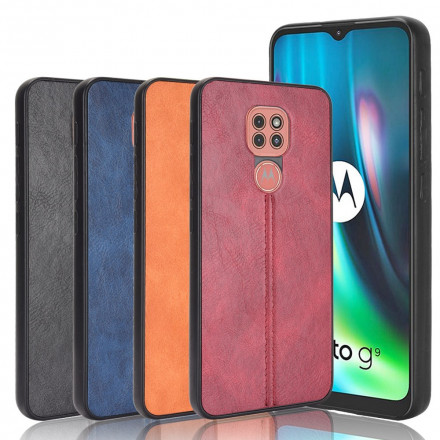 Coque Moto G9 Play Effet Cuir Couture