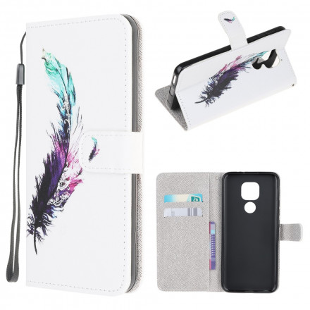 Housse Moto G9 Play Plume à Lanière Housse Moto G9 Play Plume à Lanière