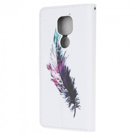 Housse Moto G9 Play Plume à Lanière Housse Moto G9 Play Plume à Lanière