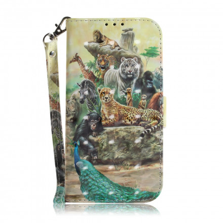 Housse Moto G9 Plus Animaux Safari à Lanière Housse Moto G9 Plus Animaux Safari à Lanière