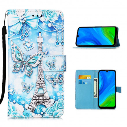 Housse Huawei P Smart 2020 Tour Eiffel Papillons à Lanière Housse Huawei P Smart 2020 Tour Eiffel Papillons à Lanière