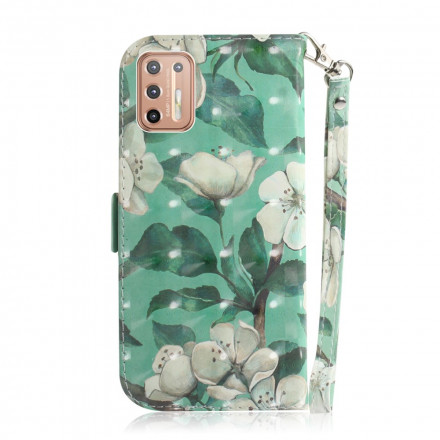 Housse Moto G9 Plus Branche en Fleurs à Lanière Housse Moto G9 Plus Branche en Fleurs à Lanière