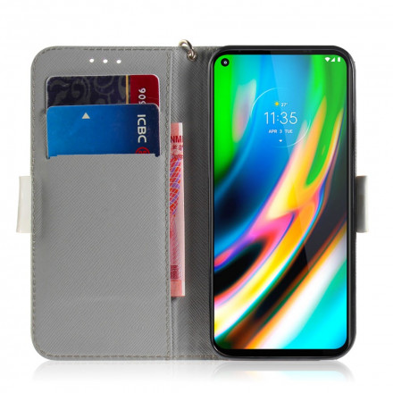 Housse Moto G9 Plus Branche en Fleurs à Lanière Housse Moto G9 Plus Branche en Fleurs à Lanière