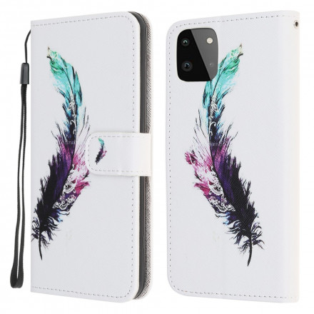 Housse Samsung Galaxy A22 5G Plume à Lanière Housse Samsung Galaxy A22 5G Plume à Lanière