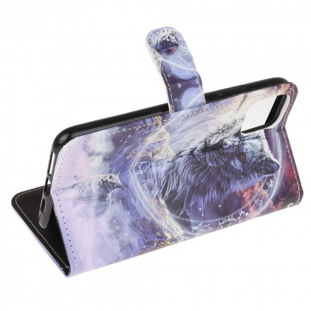 Housse Samsung Galaxy A22 5G Loup en Hiver avec Lanière Housse Samsung Galaxy A22 5G Loup en Hiver avec Lanière