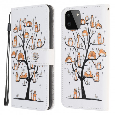 Housse Samsung Galaxy A22 5G Funky Cats à Lanière Housse Samsung Galaxy A22 5G Funky Cats à Lanière