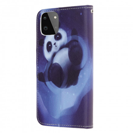 Housse Samsung Galaxy A22 5G Panda Space à Lanière