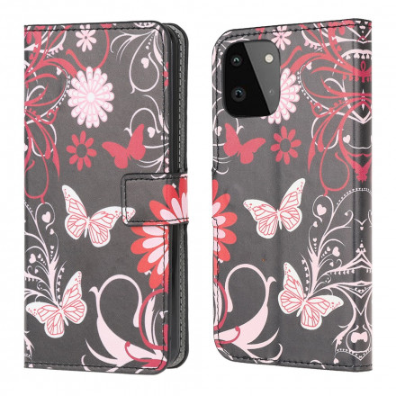 Housse Samsung Galaxy A22 5G Papillons et Fleurs