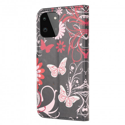 Housse Samsung Galaxy A22 5G Papillons et Fleurs