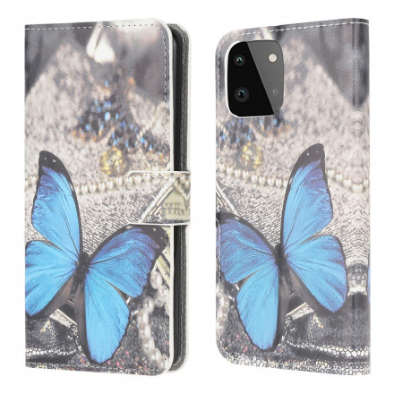 Housse Samsung Galaxy A22 5G Papillon Prestige Bleu Housse Samsung Galaxy A22 5G Papillon Prestige Bleu