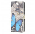 Housse Samsung Galaxy A22 5G Papillon Prestige Bleu