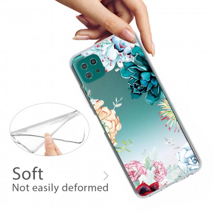 Coque Samsung Galaxy A22 5G Transparente Fleurs Aquarelle