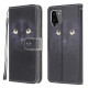 Housse Samsung Galaxy A22 4G Yeux de Chat Noir à Lanière Housse Samsung Galaxy A22 4G Yeux de Chat Noir à Lanière