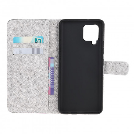 Housse Samsung Galaxy A22 4G Fleurs Lunaires à Lanière Housse Samsung Galaxy A22 4G Fleurs Lunaires à Lanière