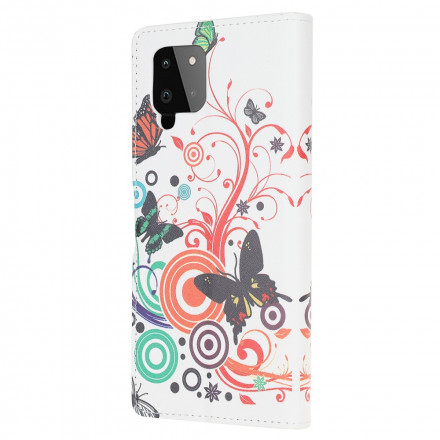 Housse Samsung Galaxy A22 4G Papillons et Fleurs Housse Samsung Galaxy A22 4G Papillons et Fleurs