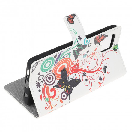 Housse Samsung Galaxy A22 4G Papillons et Fleurs Housse Samsung Galaxy A22 4G Papillons et Fleurs
