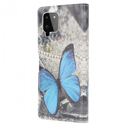 Housse Samsung Galaxy A22 4G Papillon Prestige Bleu