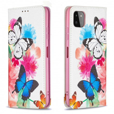 Flip Cover Samsung Galaxy A22 5G Papillons Colorés Flip Cover Samsung Galaxy A22 5G Papillons Colorés