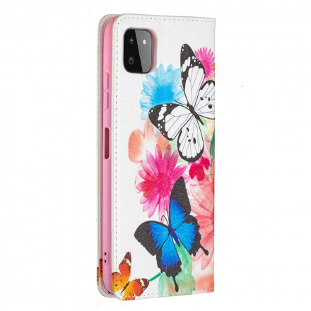 Flip Cover Samsung Galaxy A22 5G Papillons Colorés Flip Cover Samsung Galaxy A22 5G Papillons Colorés