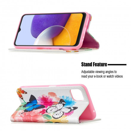 Flip Cover Samsung Galaxy A22 5G Papillons Colorés Flip Cover Samsung Galaxy A22 5G Papillons Colorés