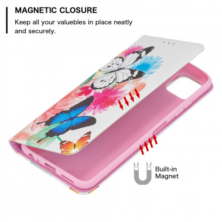 Flip Cover Samsung Galaxy A22 5G Papillons Colorés Flip Cover Samsung Galaxy A22 5G Papillons Colorés