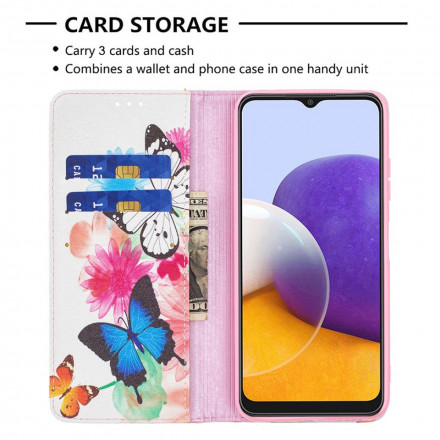 Flip Cover Samsung Galaxy A22 5G Papillons Colorés Flip Cover Samsung Galaxy A22 5G Papillons Colorés