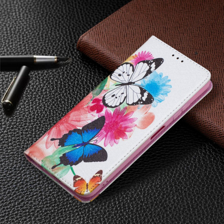 Flip Cover Samsung Galaxy A22 5G Papillons Colorés Flip Cover Samsung Galaxy A22 5G Papillons Colorés