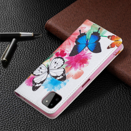 Flip Cover Samsung Galaxy A22 5G Papillons Colorés
