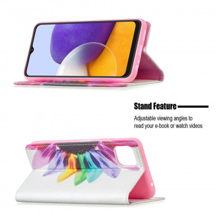 Flip Cover Samsung Galaxy A22 5G Fleur Aquarelle Flip Cover Samsung Galaxy A22 5G Fleur Aquarelle