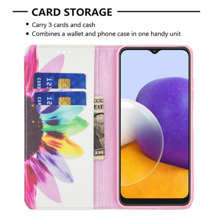 Flip Cover Samsung Galaxy A22 5G Fleur Aquarelle Flip Cover Samsung Galaxy A22 5G Fleur Aquarelle