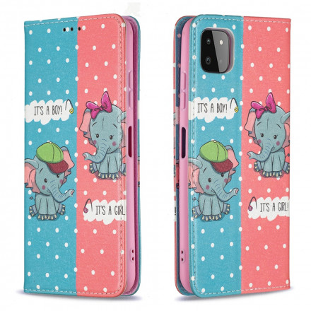 Flip Cover Samsung Galaxy A22 5G Bébés Éléphants