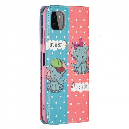 Flip Cover Samsung Galaxy A22 5G Bébés Éléphants