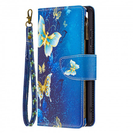 Housse Samsung Galaxy A22 5G Poche Zippée Papillons Housse Samsung Galaxy A22 5G Poche Zippée Papillons