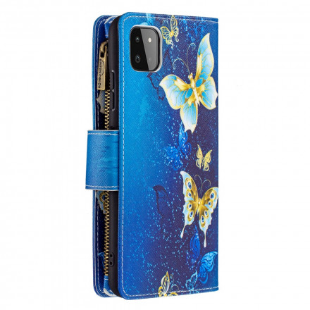 Housse Samsung Galaxy A22 5G Poche Zippée Papillons Housse Samsung Galaxy A22 5G Poche Zippée Papillons