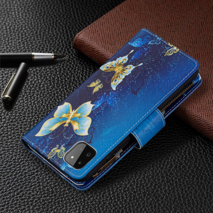 Housse Samsung Galaxy A22 5G Poche Zippée Papillons Housse Samsung Galaxy A22 5G Poche Zippée Papillons
