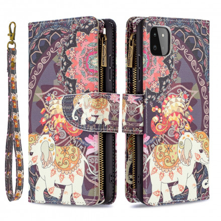 Housse Samsung Galaxy A22 5G Poche Zippée Éléphant Housse Samsung Galaxy A22 5G Poche Zippée Éléphant
