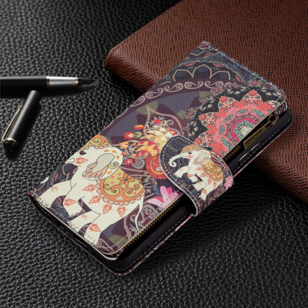 Housse Samsung Galaxy A22 5G Poche Zippée Éléphant Housse Samsung Galaxy A22 5G Poche Zippée Éléphant