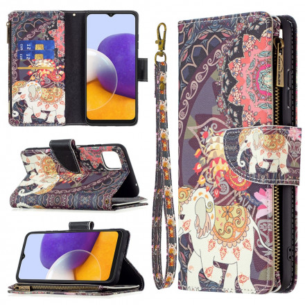 Housse Samsung Galaxy A22 5G Poche Zippée Éléphant Housse Samsung Galaxy A22 5G Poche Zippée Éléphant