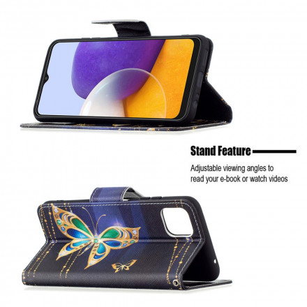 Housse Samsung Galaxy A22 5G Papillons Rois Housse Samsung Galaxy A22 5G Papillons Rois