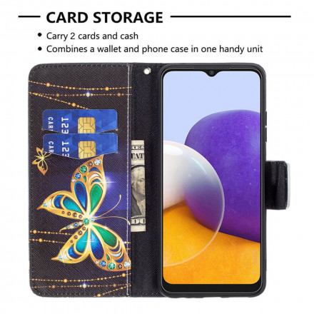 Housse Samsung Galaxy A22 5G Papillons Rois Housse Samsung Galaxy A22 5G Papillons Rois