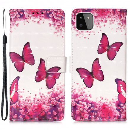 Housse Samsung Galaxy A22 5G Papillons Rouges Housse Samsung Galaxy A22 5G Papillons Rouges