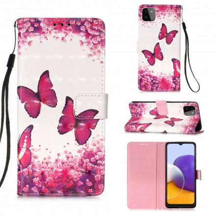 Housse Samsung Galaxy A22 5G Papillons Rouges Housse Samsung Galaxy A22 5G Papillons Rouges