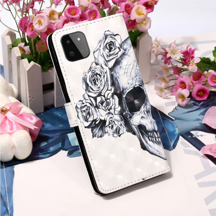 Housse Samsung Galaxy A22 5G Tête de Mort Fleurie
