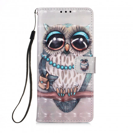 Housse Samsung Galaxy A22 5G Miss Hibou à Lanière