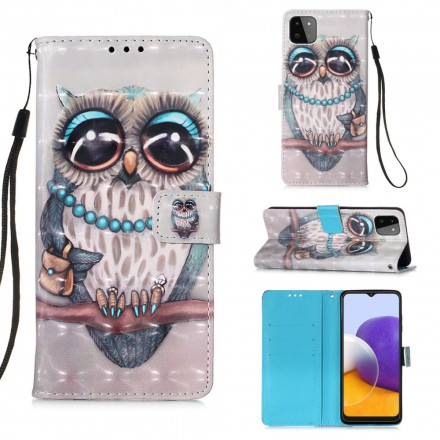 Housse Samsung Galaxy A22 5G Miss Hibou à Lanière Housse Samsung Galaxy A22 5G Miss Hibou à Lanière